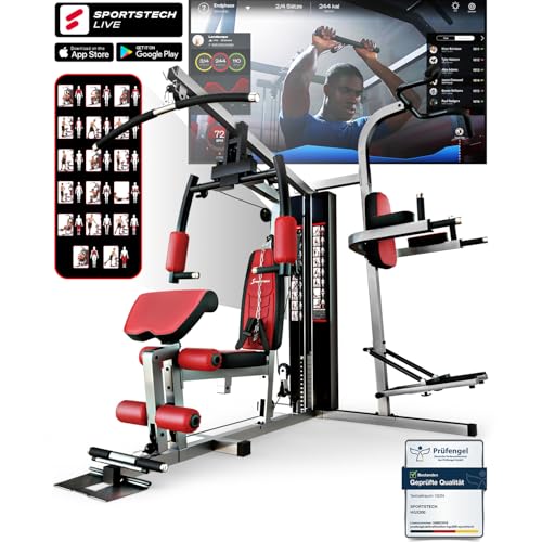 Spring Deal - Einzigartige Premium Kraftstation HGX100/HGX200/HGX300 für unzählige Trainingsvarianten, Sportstech Multifunktions-Homegym mit Stepper oder Beinpresse, Fitnessstation für Zuhause von Sportstech