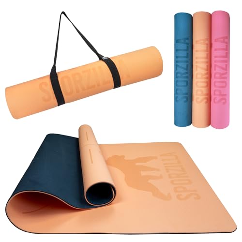 Sporzilla® Premium XL Fitnessmatte, Yogamatte, extra breit 80 cm, 8 mm stark, rutschfest & schadstofffrei, mit Hilfslinien von Sporzilla