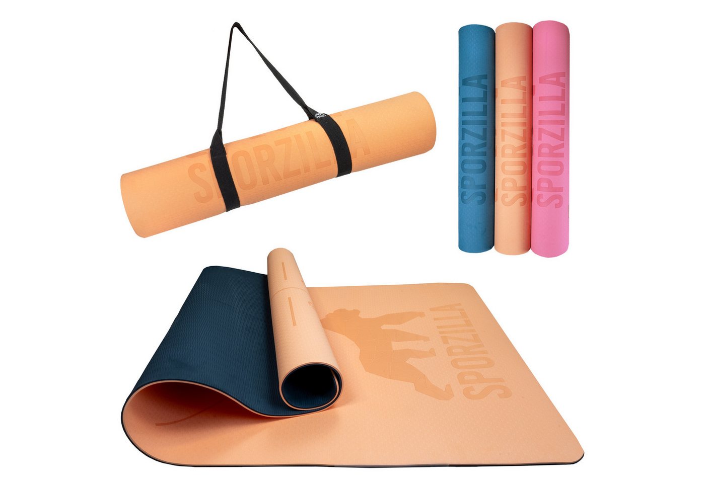 Sporzilla Fitnessmatte XL Yogamatte extra breit 80 cm, rutschfest, schadstofffrei, 8 mm dick von Sporzilla