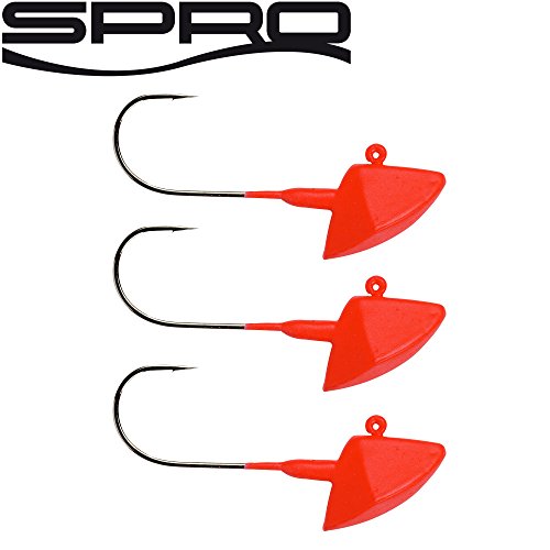 Spro Erie Jighead Gripper Jig 22 rot - 3 Erie Jighaken zum Angeln mit Gummifisch & Jig, Jigköpfe zum Gummifischangeln Bleikopf, Größe:28g / Gr. 5/0 von Spro