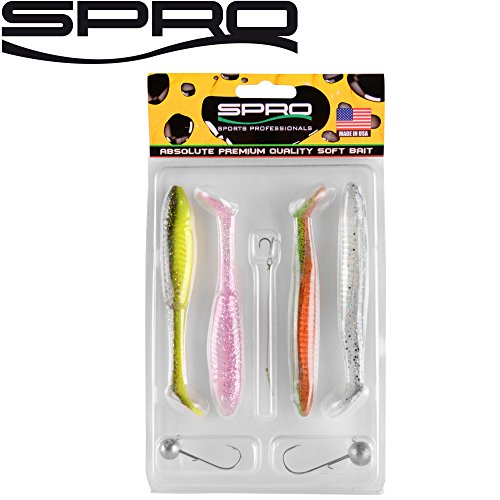 Spro Köder Set 11cm - 4 Gummifische + 2 Jighaken 4/0 + 1 Stinger Gr. 6 zum Spinnfischen auf Hecht und Zander, Gummishads, Gummiköder Spro Köder Set 11cm - 4 Gummifische + 2 Jighaken 4/0 + 1 Stinger Gr. 6 zum Spinnfischen auf Hecht und Zander, Gummishads, Gummiköder von Spro