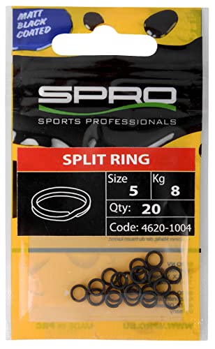 Spro Matt Black Splitring - Sprengringe für Kunstköder, Springringe zum Hakenwechsel, Ringe für Angelhaken, Befestigungsring, Größe/Tragkraft/Packungsinhalt:Gr. 8 / 20kg / 17 Stück von Spro