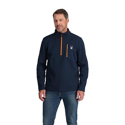 Spyder Herren Bandit Hybrid halbem Reißverschluss Fleecejacke, Echtes Marineblau, Small von Spyder