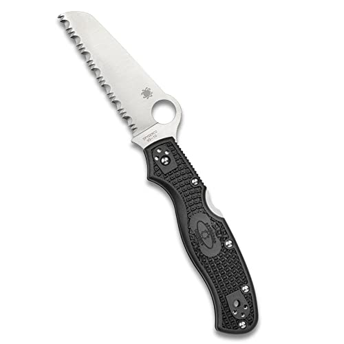 Spyderco Unisex – Erwachsene, Taschenmesser, Rescue 3rd Gen Lockback, Klinge: 8.9 cm, schwarz, Klappmesser, Wellenschliff, Taschenclip, Mehrfarbig, normal, C14SBK3 von Spyderco