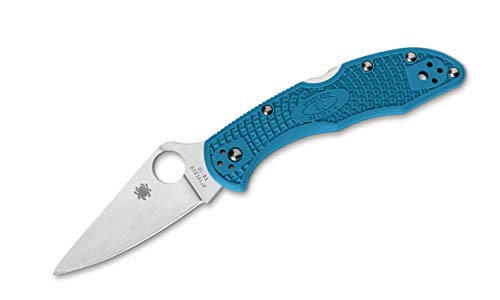 Spyderco 01SP663 Unisex – Erwachsene Taschenmesser Delica Flat GroundBlau,17.5 von Spyderco