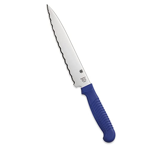 Spyderco Messer mit Feststehender Klinge Kitchen Utility Knife 6 Plain Edge, K04SBL, Schwarz von Spyderco