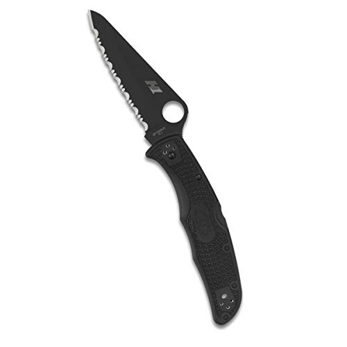 Spyderco Pacific Salt 2 Leichtes Messer mit 9,6 cm schwarzer H-1-Stahlklinge und schwarzem, rutschfestem FRN-Griff - SpyderEdge - C91SBBK2 von Spyderco