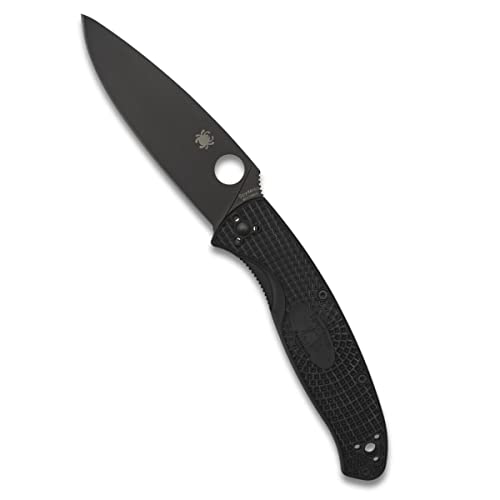 Spyderco Resilience C142PBBK Leichtes Messer mit schwarzer Edelstahlklinge und robustem schwarzem FRN-Griff – PlainEdge von Spyderco