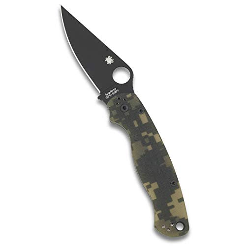 Spyderco Unisex-Adult C81GPCMOBK2 para Military 2 Klappmesser, schwarz Klinge, Tarnung G-10 Griff, Camouflage, 8.28" von Spyderco