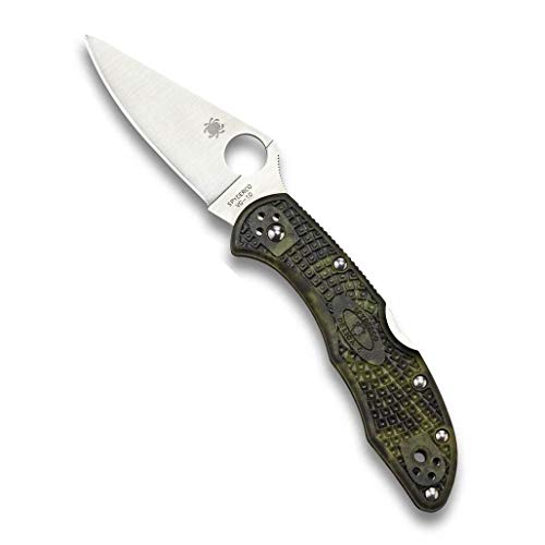 Spyderco Unisex – Erwachsene, Taschenmesser, Delica 4 Lockback Zombie, Klinge: 7.6 cm, Rot, Klappmesser, Taschenclip, Satin Finish, Camouflage-Design, normal, 9000685 von Spyderco