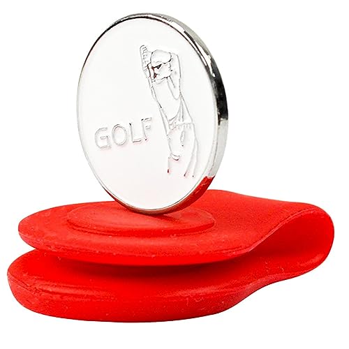Magnetischer Golfhut-Clip, Golfkappen-Marker, Silikon, Stabile Fixierung, Golf-Trainingshilfen, Zubehör für Sport Im Freien (Rot) von Srliya