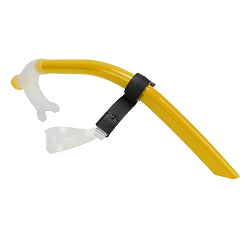 Schwimmschnorchel, Reduzierter Luftwiderstand, Silikon-Schwimmatemschlauch mit Verstellbarer Kopfstütze Zum Schnorcheln und Tauchen (Gelb) von Srliya