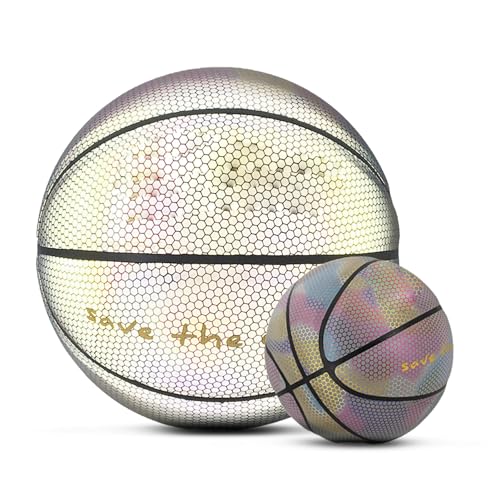 Srliya Holografisch Reflektierender PU-Basketball, Langlebig, Verschleißfest, Bunter Basketball für Erwachsene, Geburtstage und Festivals (1) von Srliya