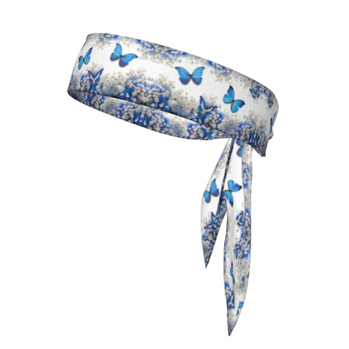 Haarband mit blauen Schmetterlingen und weißen Blumen, rutschfestes Haarband von StOlmx