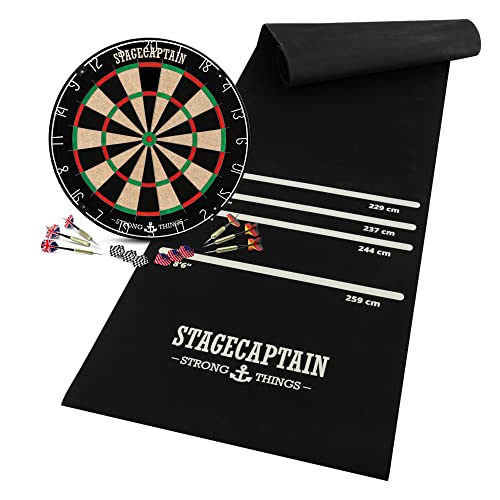 Stagecaptain DBS-1715 Bullseye Pro Dartscheibe mit Pfeilen - Profi Steeldartscheibe aus Sisal - Dartboard mit dünnen Drähten - Dart Scheibe mit 6 Dartpfeilen und 4 Sets Flights - Set inkl. Dartmatte Stagecaptain DBS-1715 Bullseye Pro Dartscheibe mit Pfeilen - Profi Steeldartscheibe aus Sisal - Dartboard mit dünnen Drähten - Dart Scheibe mit 6 Dartpfeilen und 4 Sets Flights - Set inkl. Dartmatte von Stagecaptain