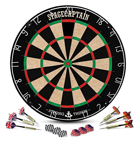 Stagecaptain DBS-1715 Bullseye Pro Dartscheibe mit Pfeilen - Profi Steeldartscheibe aus Sisal - Dartboard mit extra dünnen Drähten - Dart Scheibe mit 6 Dartpfeilen und 4 Sets Flights Stagecaptain DBS-1715 Bullseye Pro Dartscheibe mit Pfeilen - Profi Steeldartscheibe aus Sisal - Dartboard mit extra dünnen Drähten - Dart Scheibe mit 6 Dartpfeilen und 4 Sets Flights von Stagecaptain