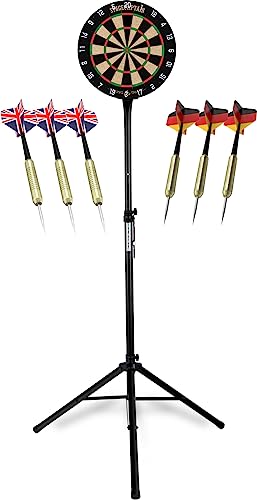 Stagecaptain DBS-1715C Bullseye Champion Dartscheibe Komplett Set - Profi Steeldartscheibe aus Sisal - Stufenlos höhenverstellbarer Ständer aus Stahl - 6 Dartpfeile und 4 Sets Flights Stagecaptain DBS-1715C Bullseye Champion Dartscheibe Komplett Set - Profi Steeldartscheibe aus Sisal - Stufenlos höhenverstellbarer Ständer aus Stahl - 6 Dartpfeile und 4 Sets Flights von Stagecaptain