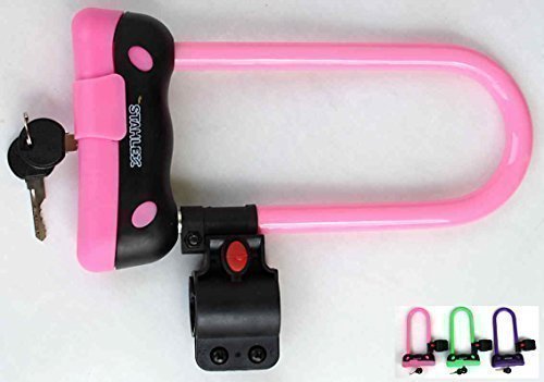 stabiles FAHRRADSCHLOSS BÜGELSCHLOSS schließautomatik+bunt+kompakt+sicher (Pink) von Stahlex