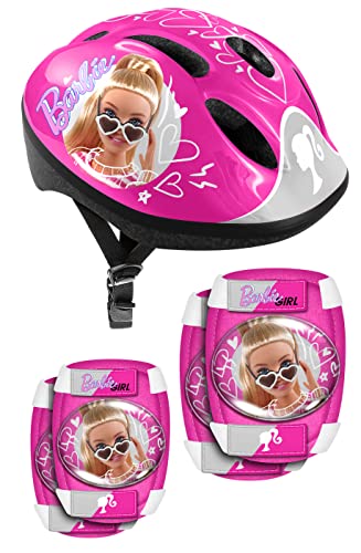 STAMP Girls Helmet + Elbow & Knee Pads Barbie, PINK, S von Stamp