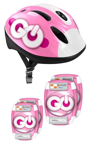 STAMP Unisex-Jugendliche Helm + ELLBOGEN und KNIESCHÜTZER-SKIDS Control ROSA Combo Elbow & Knee Pads, PINK von Stamp