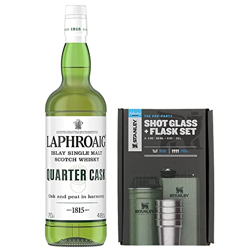 Stanley Hammertone Green Shot Glass (59ml) + Flachmann (236ml) | BPA-frei + Laphroaig Quarter Cask | Islay Single Malt Scotch Whisky | 48 Prozent Vol | 700ml | Bundle von STANLEY