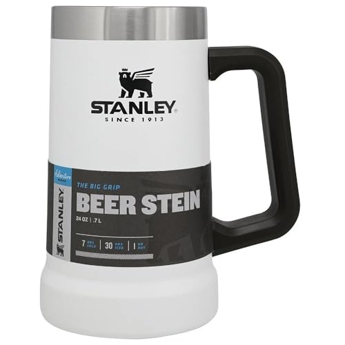 Stanley Adventure Vacuum Stein 709 ml - Thermobecher Mit Henkel Hält Bier Für 7 Stunden Kalt - Vintage-Inspirierte Thermo Bierkrug - Spülmaschinenfest - Polar White Stanley Adventure Vacuum Stein 709 ml - Thermobecher Mit Henkel Hält Bier Für 7 Stunden Kalt - Vintage-Inspirierte Thermo Bierkrug - Spülmaschinenfest - Polar White von STANLEY