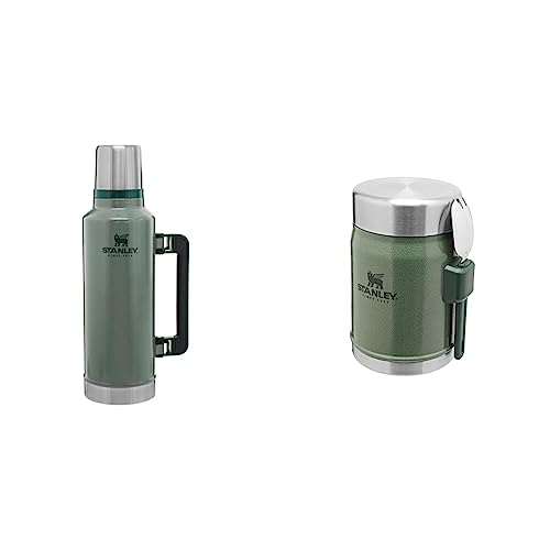 Stanley Classic Legendary Thermosflasche 1.9L Hammertone Green & Classic Legendary Thermobehälter für Essen mit Spork 400 ml Hammertone Green - Edelstahl Warmhaltebehälter Essen von STANLEY