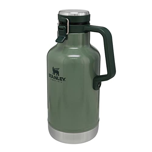 Stanley Classic Easy-Pour Growler Thermoskanne 1.9 Liter - Hält Bier 24 Stunden Kalt & Frisch - Edelstahl Thermosflasche - Auslaufsicher - Spülmaschinenfest - Hammertone Green von STANLEY