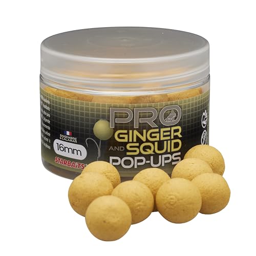 Starbaits Bouillettes Pro Ginger Squid Pop Up – 50 g – D.16 mm – Jaune – 83857 von Starbaits