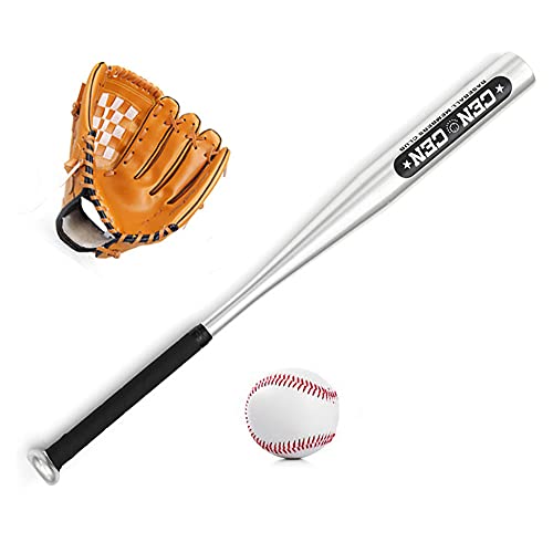 Staright Baseballbälle Set Baseballschläger + Baseball + Baseball 25-Zoll-Baseballschläger aus Aluminiumlegierung 10,5 Zoll PVC-Baseballhandschuh Baseball-Kit für Jugendkinder von Staright