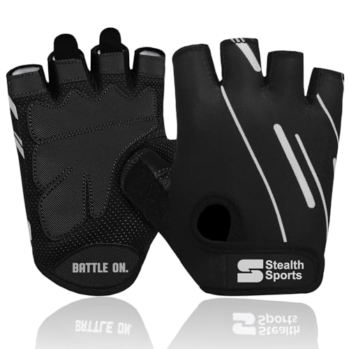 Stealth Sports Fitness-Handschuhe, Gewichtheber-Handschuhe für Damen und Herren, rutschfeste Fitness-Handschuhe, Gepolsterte Trainingshandschuhe, Radfahren, Sporthandschuhe,PX3(Schwarz,XL) von Stealth Sports