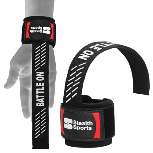 Stealth Sports Zughilfen für Krafttraining (gepolstert) - mit Handgelenkstütze-rutschfest,6MM gepolstert Lifting Straps für Gewichtheben Fitness Bodybuilding Workout Kreuzheben Gurte von Stealth Sports