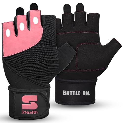 Stealth Sports Trainingshandschuhe mit Handgelenkstütze – gepolsterte Trainingshandschuhe – Fitness-Handschuhe Herren & Damen – Gewichtheber-Handschuhe Training Fitness Bodybuilding, E9(Rosa, S) von Stealth Sports