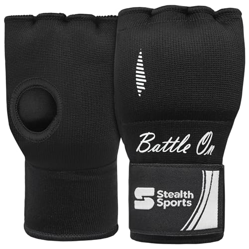 Stealth Sports gepolsterte Innenhandbandagen für Männer, Frauen, Junioren, 75 cm lang, elastische Handgelenkschlaufen, schnelle Gel-Boxbandagen, MMA, Stanzen, Kampfsport, Muay Thai, Gel-Unterh (XS) von Stealth Sports