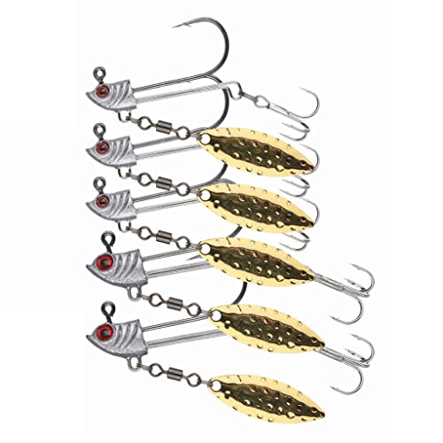 Steinn Jigköpfe mit Spinner, Underspin Jighead, Bleikopf mit Weidenklinge, Jigkopf Angelhaken Werkzeug Set für Barsch, Hecht und Zander Steinn Jigköpfe mit Spinner, Underspin Jighead, Bleikopf mit Weidenklinge, Jigkopf Angelhaken Werkzeug Set für Barsch, Hecht und Zander von Steinn