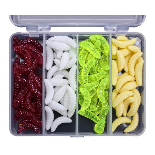 Steinn Gummifisch Set mit Haken und Offset Jigköpfe Angel Köder Set Barsch Zander Hecht in Box (100pc-Brotwürmer) Steinn Gummifisch Set mit Haken und Offset Jigköpfe Angel Köder Set Barsch Zander Hecht in Box (100pc-Brotwürmer) von Steinn