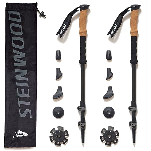 Steinwood Premium Wanderstöcke Aluminium - Trekkingstöcke - leicht, verstellbar mit Teleskop und Klemmverschluss mit extra Gummipuffer und Tragebeutel Steinwood Premium Wanderstöcke Aluminium - Trekkingstöcke - leicht, verstellbar mit Teleskop und Klemmverschluss mit extra Gummipuffer und Tragebeutel von Steinwood