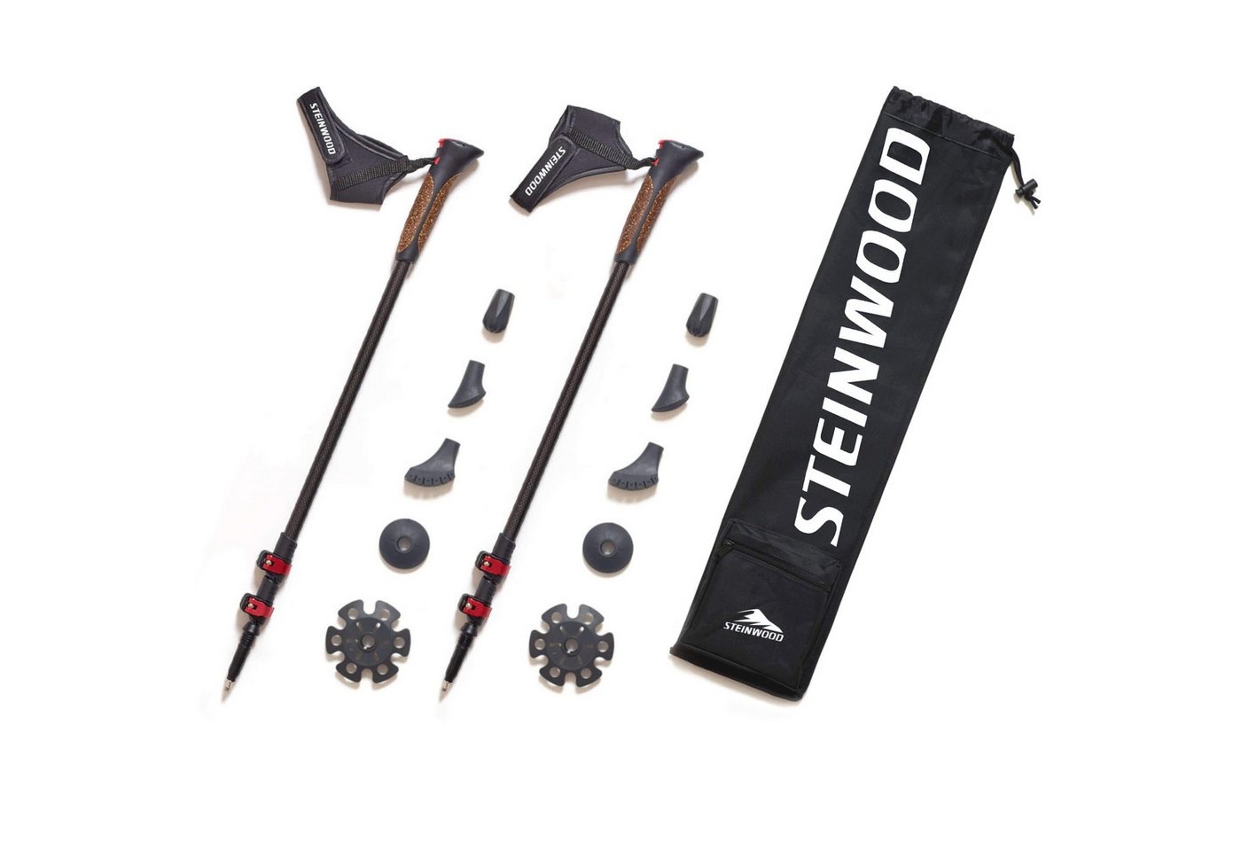 Steinwood Nordic-Walking-Stöcke Steinwood Premium 100% Carbon Nordic Walking Stöcke verstellbar mit T… von Steinwood