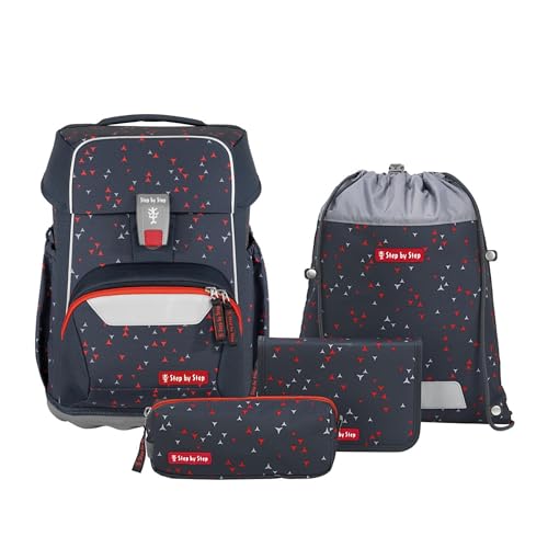 Step by Step Basis Schulranzen-Set „Anthrazit Triangles“, 4-teilig, grau, ergonomischer Tornister mit Reflektoren, Hüft- und Brustgurt, für Kinder ab der 1. Klasse, 20 Liter Step by Step Basis Schulranzen-Set „Anthrazit Triangles“, 4-teilig, grau, ergonomischer Tornister mit Reflektoren, Hüft- und Brustgurt, für Kinder ab der 1. Klasse, 20 Liter von Step by Step