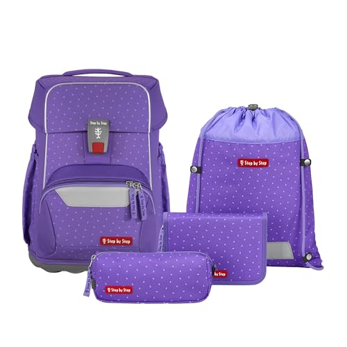 Step by Step Basis Schulranzen-Set „Purple Konfetti“, 4-teilig, lila, ergonomischer Tornister mit Reflektoren, Hüft- und Brustgurt, für Kinder ab der 1. Klasse, 20 Liter Step by Step Basis Schulranzen-Set „Purple Konfetti“, 4-teilig, lila, ergonomischer Tornister mit Reflektoren, Hüft- und Brustgurt, für Kinder ab der 1. Klasse, 20 Liter von Step by Step