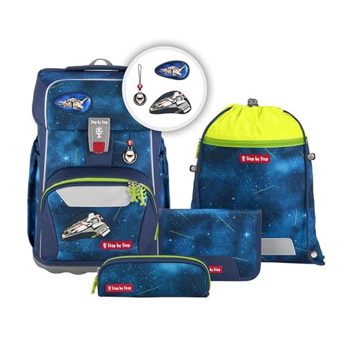 Step by Step Giant Schulranzen-Set „Starship Galactus“, 5-teilig, blau, ergonomischer Tornister mit Reflektoren, höhenverstellbar mit Hüft- und Brustgurt, für Jungen ab der 1. Klasse, 23 Liter Step by Step Giant Schulranzen-Set „Starship Galactus“, 5-teilig, blau, ergonomischer Tornister mit Reflektoren, höhenverstellbar mit Hüft- und Brustgurt, für Jungen ab der 1. Klasse, 23 Liter von Step by Step