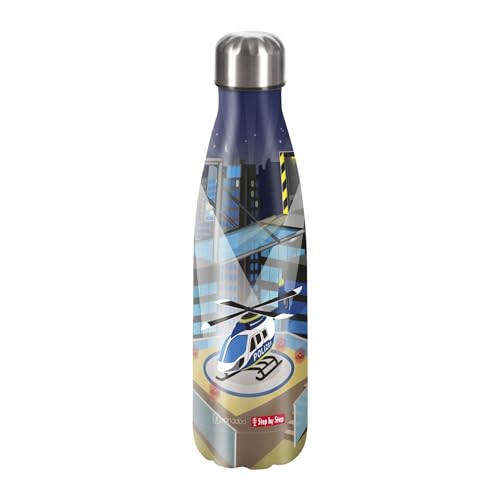 Step by Step Isolierte Edelstahltrinkflasche „Helicopter Sam blau - grau, für kohlensäurehaltige Getränke, auslaufsicher mit Schraubverschluss, 100% recycelbar, für Schule und Freizeit, 0,5 Liter Step by Step Isolierte Edelstahltrinkflasche „Helicopter Sam blau - grau, für kohlensäurehaltige Getränke, auslaufsicher mit Schraubverschluss, 100% recycelbar, für Schule und Freizeit, 0,5 Liter von Step by Step