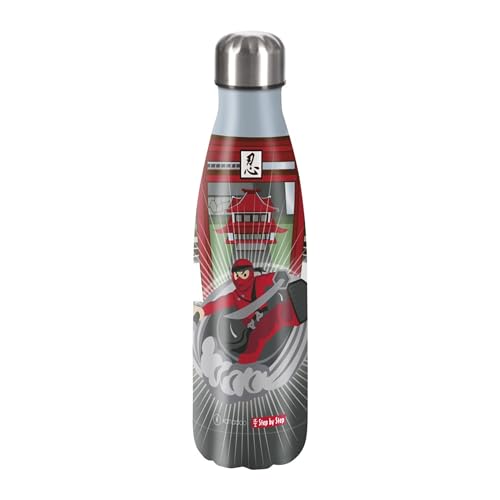Step by Step Isolierte Edelstahltrinkflasche „Ninja Yuma grau - rot, für kohlensäurehaltige Getränke, auslaufsicher mit Schraubverschluss, 100% recycelbar, für Schule und Freizeit, 0,5 Liter Step by Step Isolierte Edelstahltrinkflasche „Ninja Yuma grau - rot, für kohlensäurehaltige Getränke, auslaufsicher mit Schraubverschluss, 100% recycelbar, für Schule und Freizeit, 0,5 Liter von Step by Step