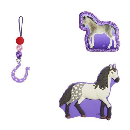 Step by Step Magic MAGS Schleich Horse Club, Andalusier, lila, 3-TLG, 2 Magnet-Applikationen & 1 Anhänger von Step by Step