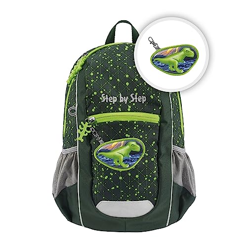 Step by Step Rucksack-Set KIGA Maxi „Dino Nilo“, Separates Innenfach, ergonomischer Mini-Rucksack mit höhenverstellbarem Brustgurt, Kita, Kindergarten & Freizeit, ab 3 Jahren, 10 l, grün von Step by Step