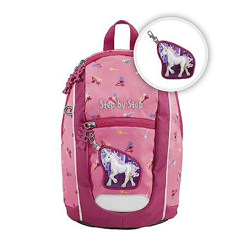 Step by Step Rucksack-Set KIGA Mini „Little Unicorn Nuala“, rosa, ergonomischer Rucksack, höhenverstellbaren Brustgurt, für Kindergarten, Kinderkrippe & Kita, ab 12 M+, Kleinkinder, 6l von Step by Step