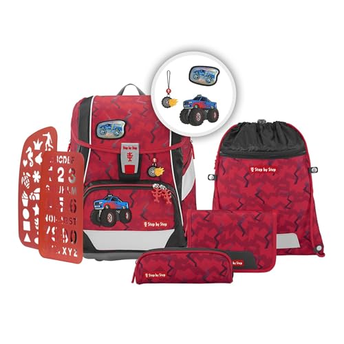 Step by Step Schulranzen-Set 2IN1 Plus „Monster Truck Rocky“ 6-teilig, ergonomischer Tornister, höhenverstellbar mit Hüftgurt, für die Grundschule, ab der 1. Klasse, 19L, rot Step by Step Schulranzen-Set 2IN1 Plus „Monster Truck Rocky“ 6-teilig, ergonomischer Tornister, höhenverstellbar mit Hüftgurt, für die Grundschule, ab der 1. Klasse, 19L, rot von Step by Step