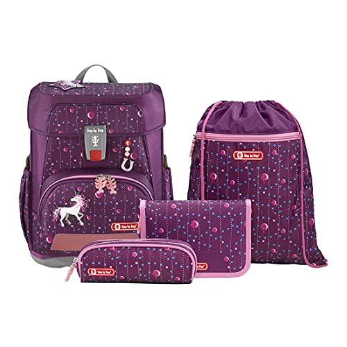 Step by Step Schulranzen-Set Cloud „Dreamy Unicorn Nuala“ 5-teilig, lila, Einhorn-Design, ergonomischer Tornister mit Reflektoren, höhenverstellbar mit Hüftgurt für Mädchen ab der 1. Klasse, 19L Step by Step Schulranzen-Set Cloud „Dreamy Unicorn Nuala“ 5-teilig, lila, Einhorn-Design, ergonomischer Tornister mit Reflektoren, höhenverstellbar mit Hüftgurt für Mädchen ab der 1. Klasse, 19L von Step by Step