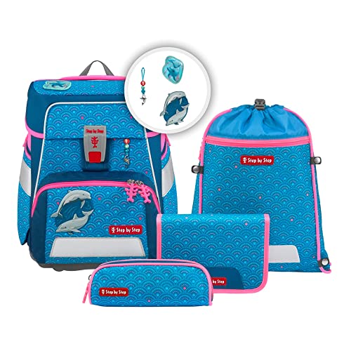 Step by Step Schulranzen-Set Space „Dolphin Pippa“ 5-teilig, ergonomischer Tornister, höhenverstellbar mit Hüftgurt, für die Grundschule, ab der 1. Klasse, 20L, blau-türkis, Delfin-Design Step by Step Schulranzen-Set Space „Dolphin Pippa“ 5-teilig, ergonomischer Tornister, höhenverstellbar mit Hüftgurt, für die Grundschule, ab der 1. Klasse, 20L, blau-türkis, Delfin-Design von Step by Step