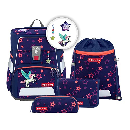Step by Step Schulranzen-Set SPACE SHINE „Pegasus Night Nuala“ 5-teilig, ergonomisch mit Reflektoren, höhenverstellbar mit Hüftgurt, Grundschule, 1. Klasse, 20L, lila-rosa, Pferd Step by Step Schulranzen-Set SPACE SHINE „Pegasus Night Nuala“ 5-teilig, ergonomisch mit Reflektoren, höhenverstellbar mit Hüftgurt, Grundschule, 1. Klasse, 20L, lila-rosa, Pferd von Step by Step
